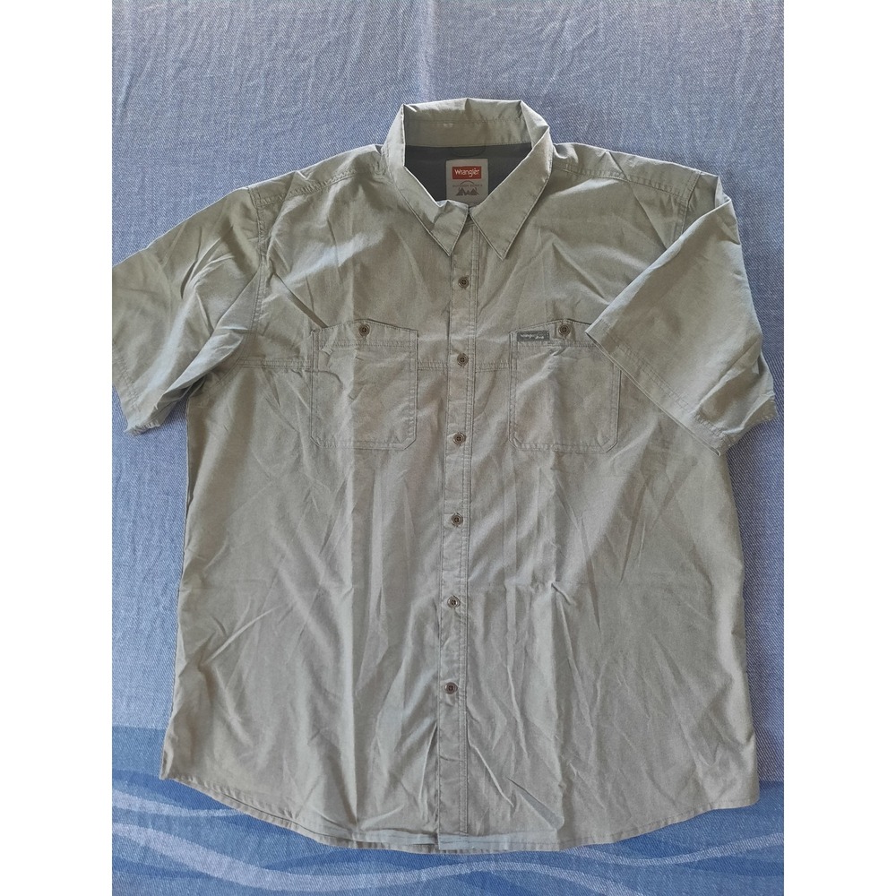 Wrangler Outdoor Series Mens XXL Green Short Sleeve Button Down Shirt NTS38CA
